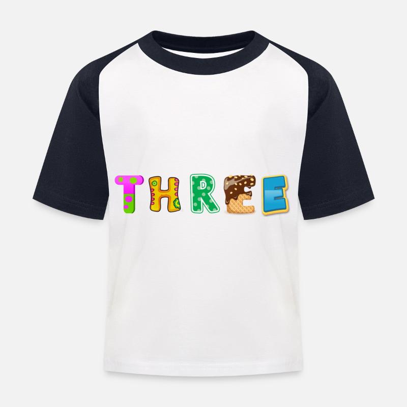 Drittes Geburtstagskind - Kinder Baseball T-Shirt - Weiß/Navy
