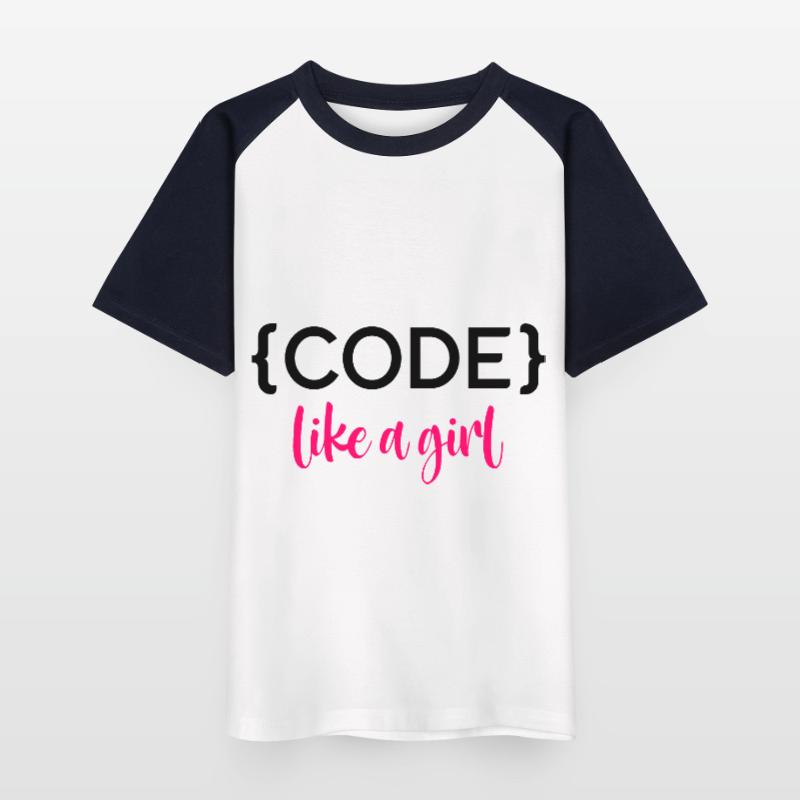 Code Like A Girl Programming Coder Computer Geek D Kinder Baseball T-Shirt