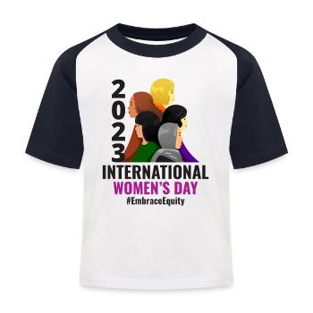 International Women's Day 2023 March 8 - Kids' Baseball T-Shirt - white/navy - Front
