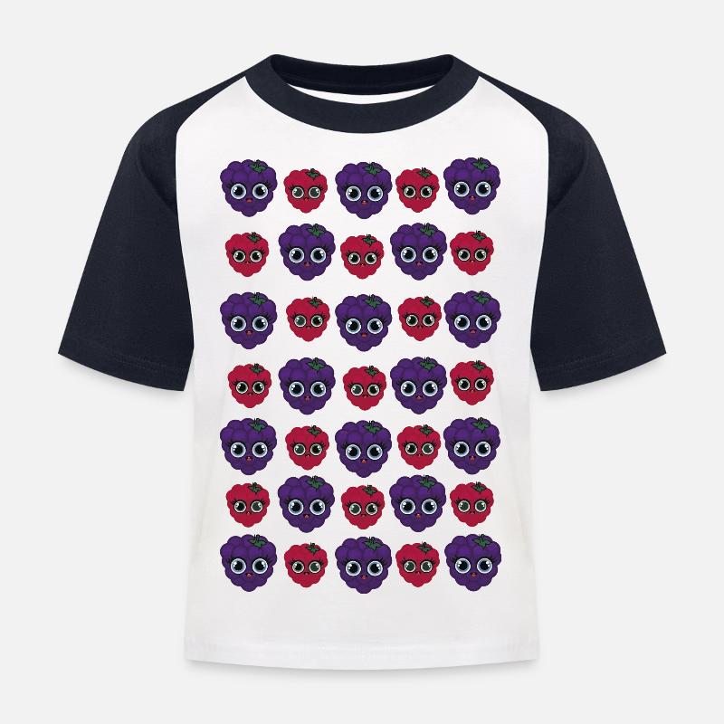 Billy Blackberry und Ruby Raspberry - Kinder Baseball T-Shirt - Weiß/Navy