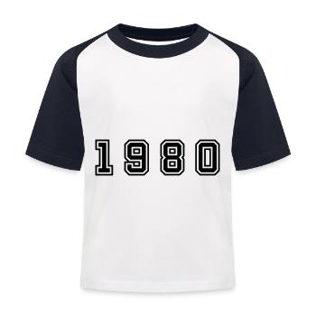 1980 Jahr Zahl - Kinder Baseball T-Shirt - Weiß/Navy - Vorne