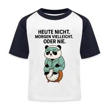 Panda im Pyjama auf Wecker - Kinder Baseball T-Shirt - Weiß/Navy - Vorne