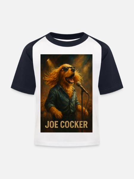 Joe Cocker - Kinder Baseball T-Shirt - Weiß/Navy