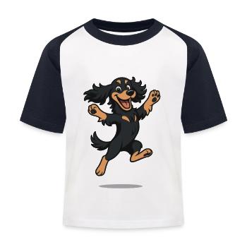 Bouncing Cartoon Cocker Spaniel - Kids' Baseball T-Shirt - white/navy - Front