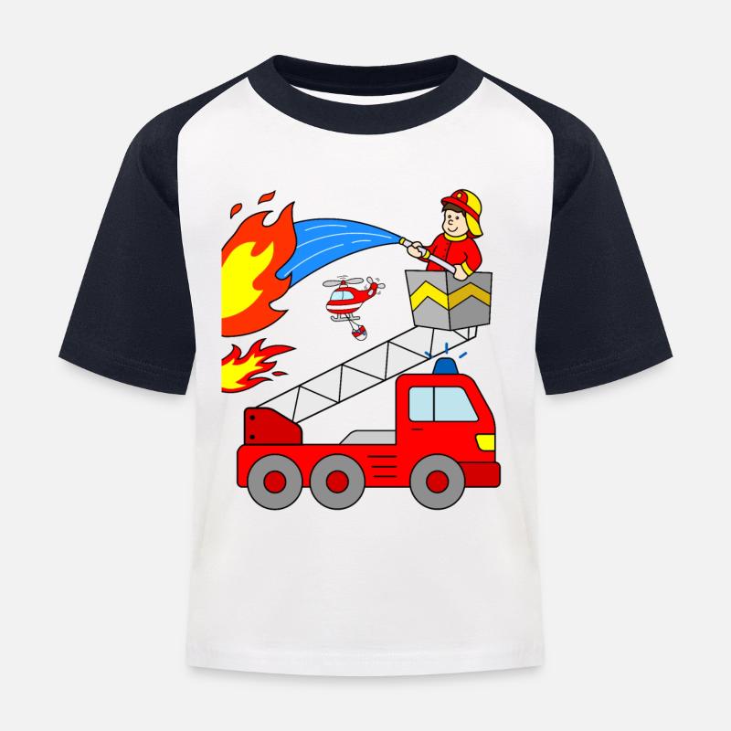 Fire engine use fire fire - T-shirt baseball Enfant - blanc/marine