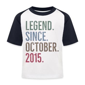 Legende seit Oktober 2015 - Kinder Baseball T-Shirt - Weiß/Navy - Vorne