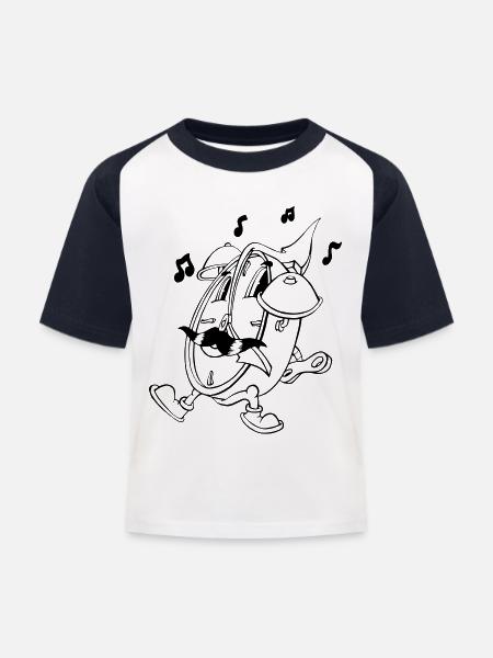 Crazy Wecker - Kinder Baseball T-Shirt - Weiß/Navy