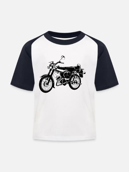Simson S51 B4 - Kinder Baseball T-Shirt - Weiß/Navy