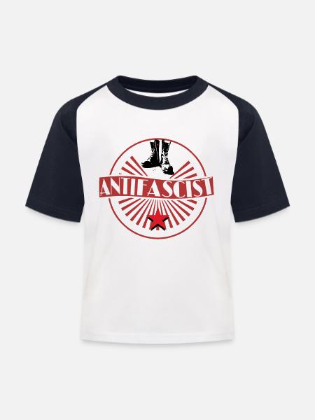 Antifa - Kinder Baseball T-Shirt - Weiß/Navy