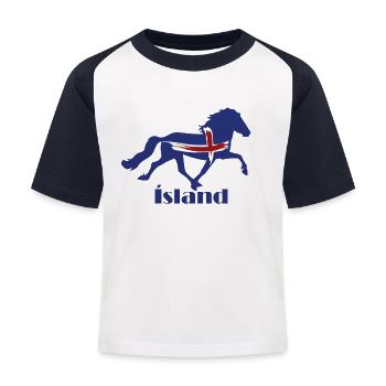 Iceland racing pass - Kids' Baseball T-Shirt - white/navy - Front