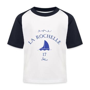 la rochelle bateau - T-shirt baseball Enfant - blanc/marine - Devant