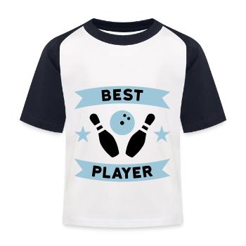 Best bowling player (Bowlingpins, Bowlingkugel) - Kinder Baseball T-Shirt - Weiß/Navy - Vorne