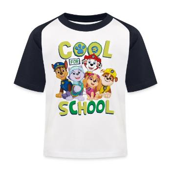 Paw Patrol Hauptcharaktere Cool For School - Kinder Baseball T-Shirt - Weiß/Navy - Vorne