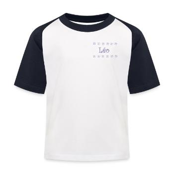 Léo Orné Floral - T-shirt baseball Enfant - blanc/marine - Devant