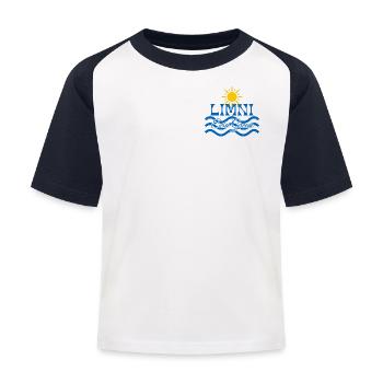 Limni Evia Sonnenwellen - Kinder Baseball T-Shirt - Weiß/Navy - Vorne