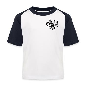 Ein Friseur Logo - Kinder Baseball T-Shirt - Weiß/Navy - Vorne