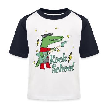 Rock School Back to School Back to School Gift Idea - Kids' Baseball T-Shirt - white/navy - Front