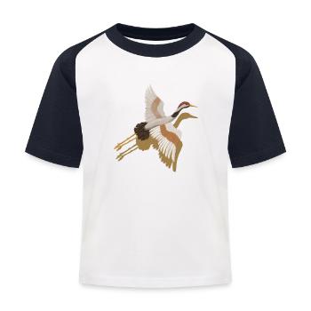Kranich - Kinder Baseball T-Shirt - Weiß/Navy - Vorne