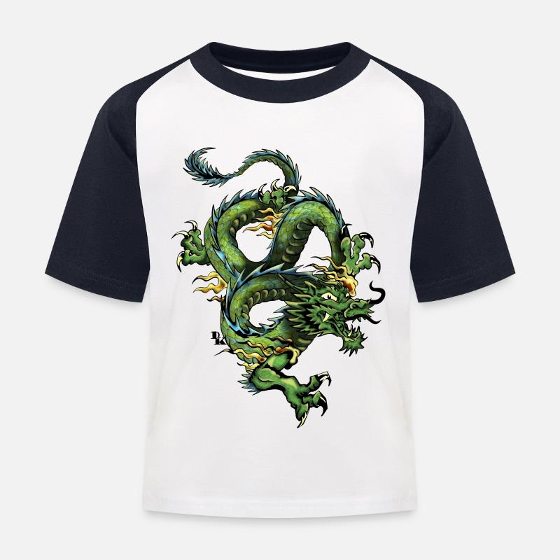 Chinesischer Drache 202 - Kinder Baseball T-Shirt - Weiß/Navy