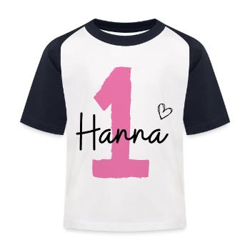 Hanna eins - Kinder Baseball T-Shirt - Weiß/Navy - Vorne