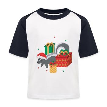 Christmas honey badger - Kids' Baseball T-Shirt - white/navy - Front