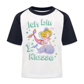Prinzessin Lillifee Ich bin 1. Klasse Meerjungfrau - Kinder Baseball T-Shirt - Weiß/Navy - Vorne