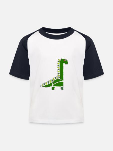 Dino - Kinder Baseball T-Shirt - Weiß/Navy