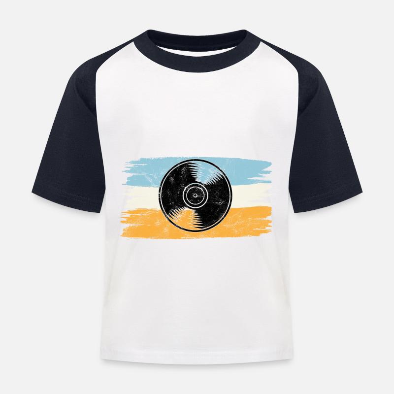 Vintage Disc Design / coole Geschenkidee - Kinder Baseball T-Shirt - Weiß/Navy