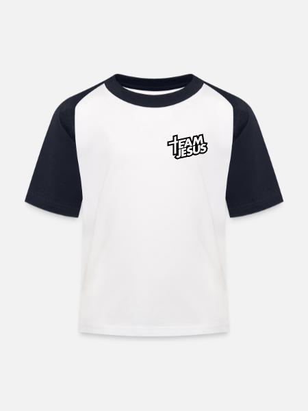 Team Jesus - Kinder Baseball T-Shirt - Weiß/Navy