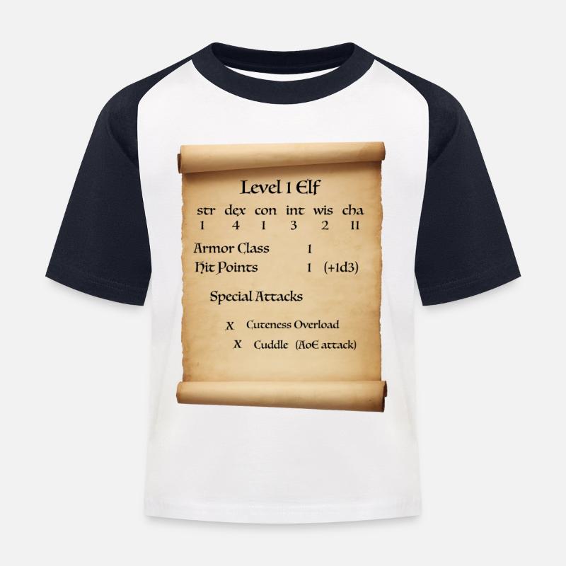 Livello 1 Elf - Maglietta da baseball per bambini - bianco/navy