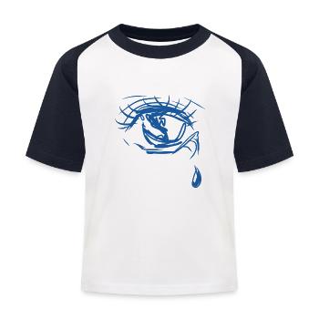 traurig träne - Kinder Baseball T-Shirt - Weiß/Navy - Vorne