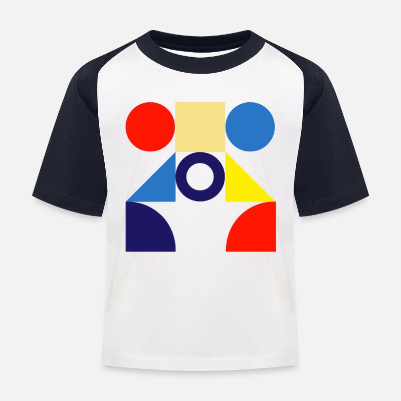 "Pattern Circle Design" - Kids' Baseball T-Shirt - white/navy