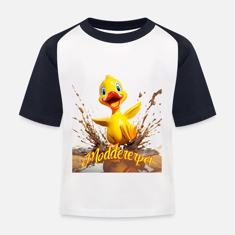 Moddererpel - Kinder Baseball T-Shirt - Weiß/Navy