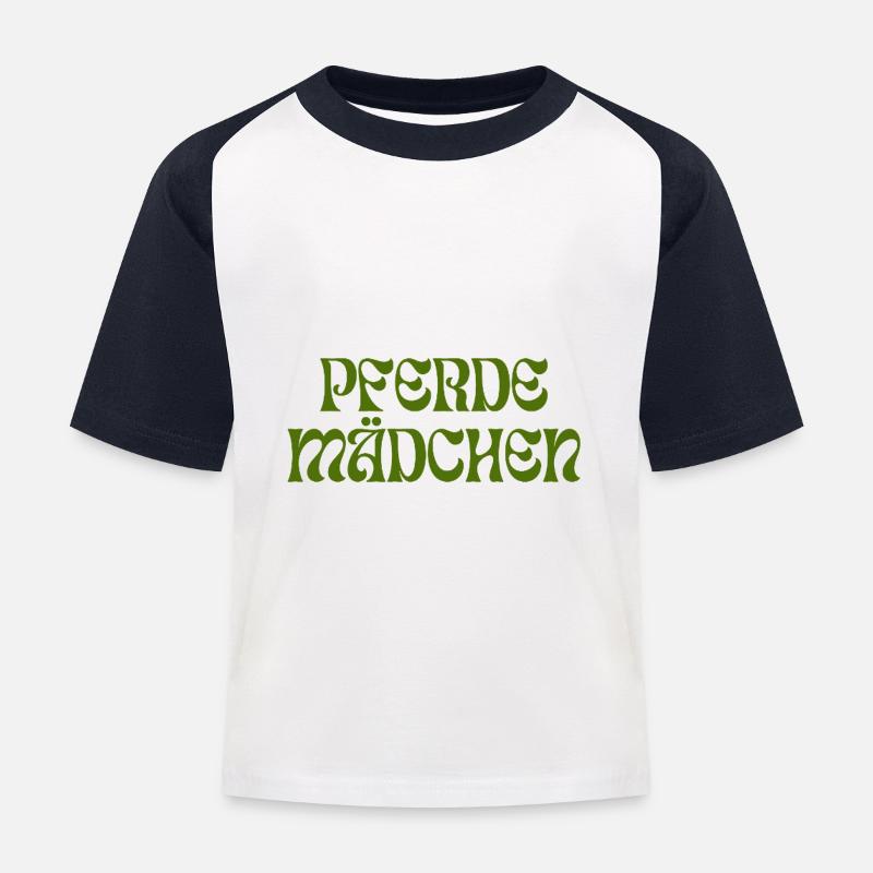 PFERDEMÄDCHEN Retro-Design - Kinder Baseball T-Shirt - Weiß/Navy