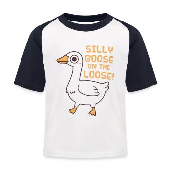 Oie mignonne et idiote en liberté - T-shirt baseball Enfant - blanc/marine - Devant