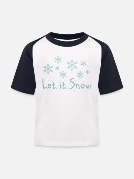 Schneeflocken let it snow - Kinder Baseball T-Shirt - Weiß/Navy