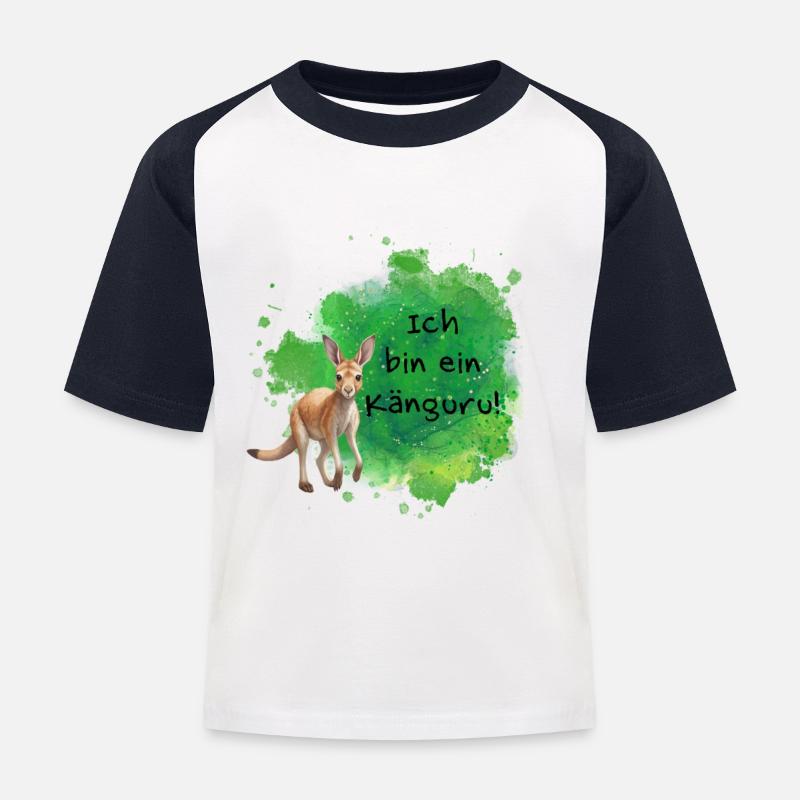 Ich bin ein Känguru! - Kinder Baseball T-Shirt - Weiß/Navy