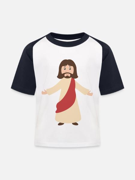 jesus - Kinder Baseball T-Shirt - Weiß/Navy
