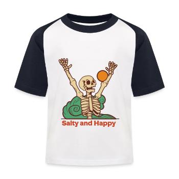 Salty & Happy - Kids' Baseball T-Shirt - white/navy - Front