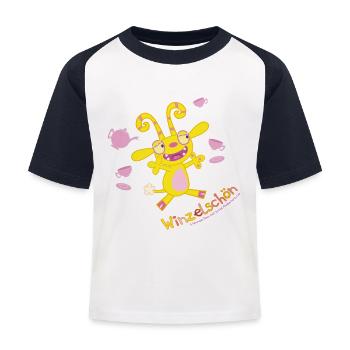 Gut gebrüllt, liebe Monster Winzelschön Teetasse - Kinder Baseball T-Shirt - Weiß/Navy - Vorne