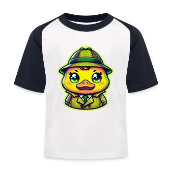 Détective Canard - T-shirt baseball Enfant - blanc/marine - Devant