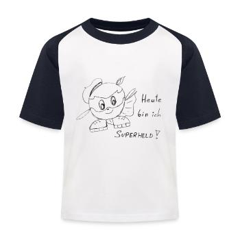 Superheld - Kinder Baseball T-Shirt - Weiß/Navy - Vorne
