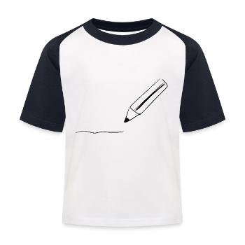 stylo à dessiner - T-shirt baseball Enfant - blanc/marine - Devant