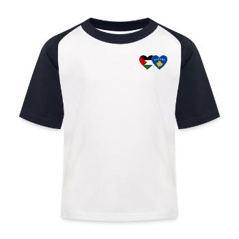 Palestine Kosovo drapeau coeur - T-shirt baseball Enfant - blanc/marine - Devant