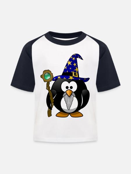 penguin95 - Kinder Baseball T-Shirt - Weiß/Navy