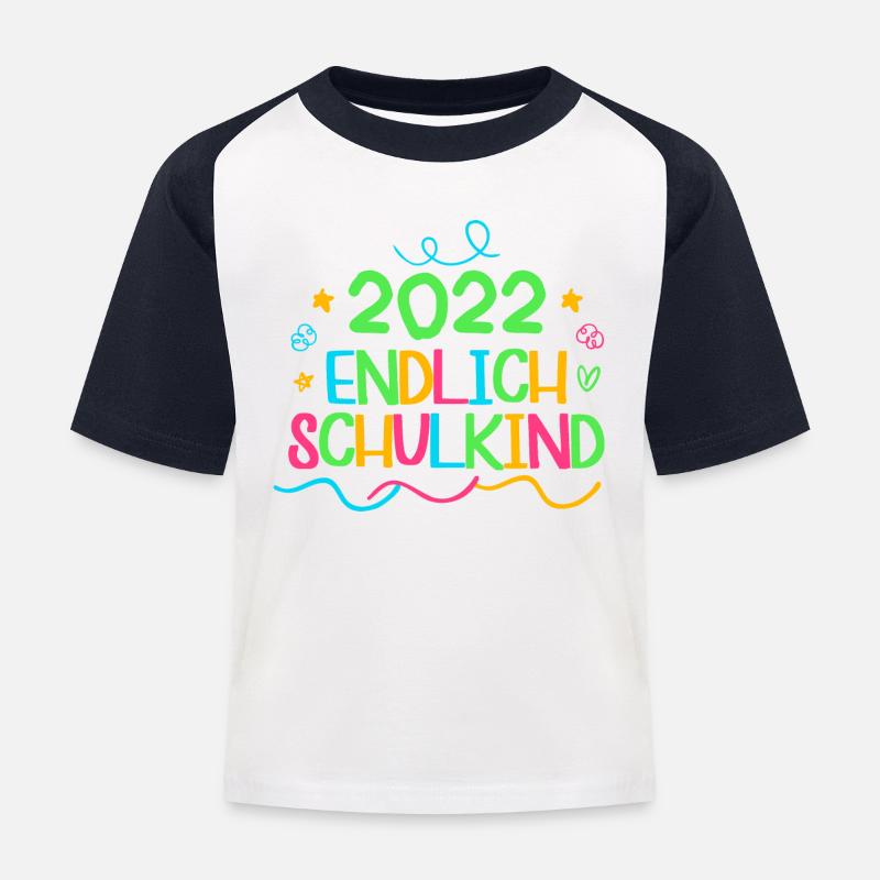 2022 endlich schulkind, Einschulung Erstklässler - Kinder Baseball T-Shirt - Weiß/Navy