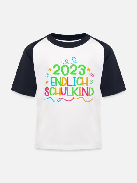 2023 endlich schulkind, Einschulung Erstklässler - Kinder Baseball T-Shirt - Weiß/Navy
