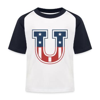 Letter U USA - Kids' Baseball T-Shirt - white/navy - Front