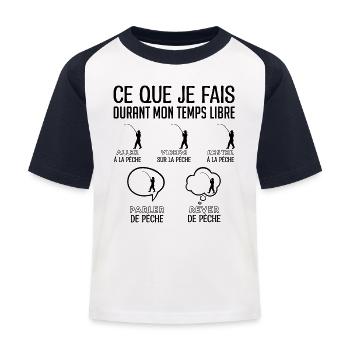 Pêcheurs humour| bonne ambiance de pêcheur - T-shirt baseball Enfant - blanc/marine - Devant