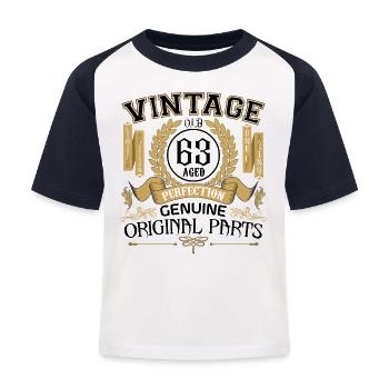 Jahrgang 63 Jahre alt - Geburtstagsgeschenk 63 Jahre !!! - Kinder Baseball T-Shirt - Weiß/Navy - Vorne
